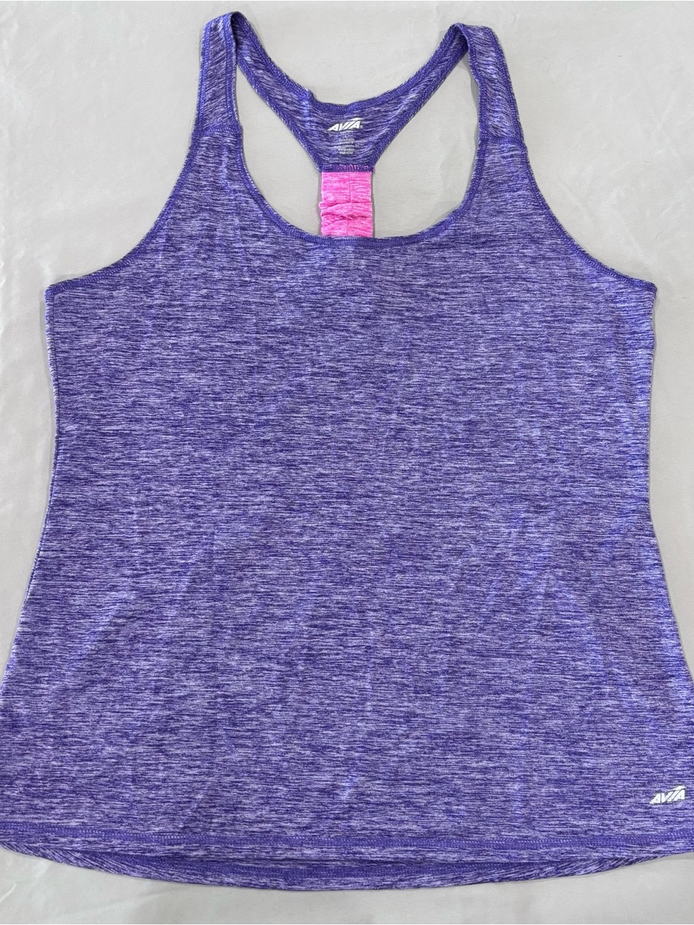 Avia Women's Large Purple Space Dye Racerback Athletic Workout Tank Top